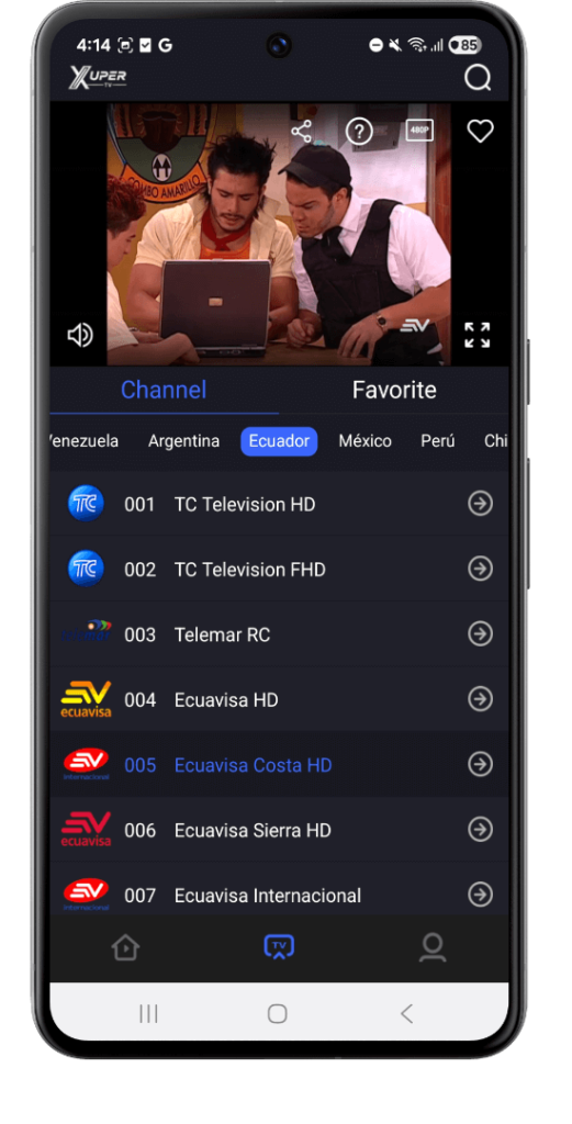 Soporte de canales de TV